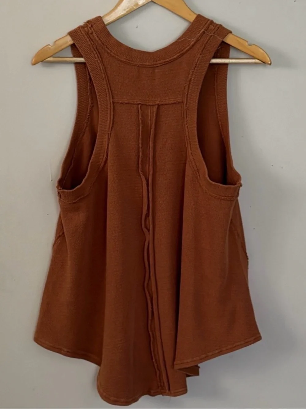 Dress up (L)rust orange boho western cowgirl knit tank top casual boutique